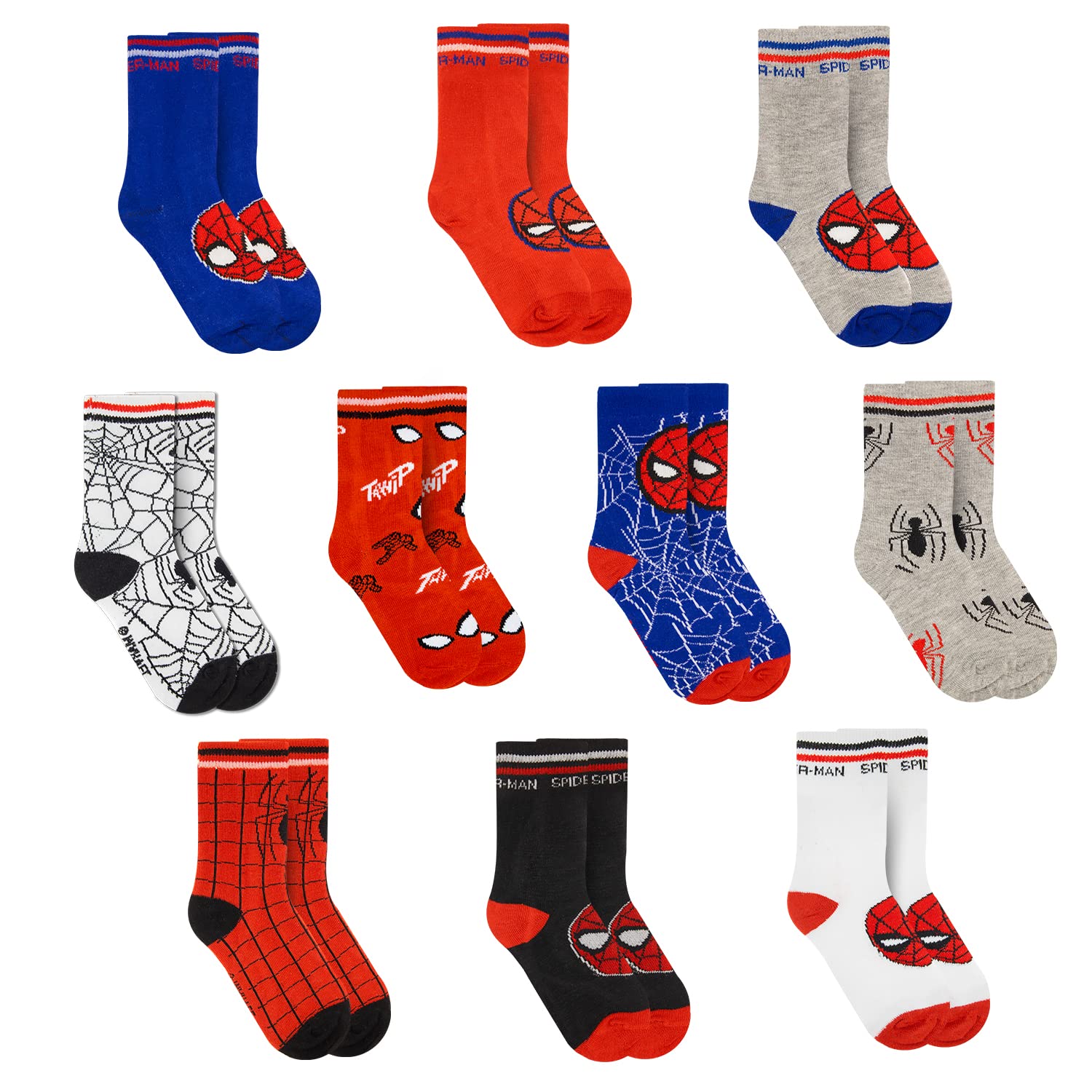 Marvel Spiderman Boys Socks, 10-Pack of Decorative Spiderman Toddler Socks, Amazing Legends Socks for Boys