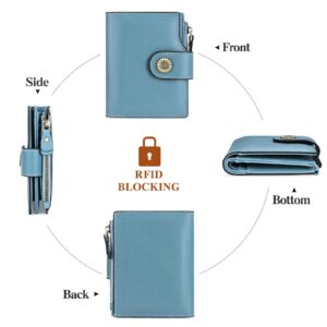 FALAN MULE Small Wallet for Women Genuine Leather Bifold Compact Small Womens Wallet with RFID Blocking