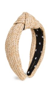 lele sadoughi women's raffia knotted headband, natural, tan, one size