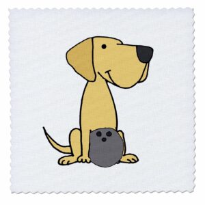 12x12 inch quilt square - funny cute yellow labrador retriever dog bowling cartoon pets