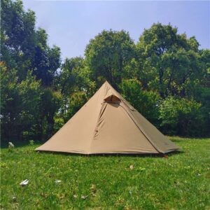 Vilemoon Tipi Hot Tent with Fire Retardant Stove Jack for Flue Pipes, 3~4 Person, Lightweight, Teepee Tents for Family Team Outdoor Backpacking Camping Hiking (Brown)