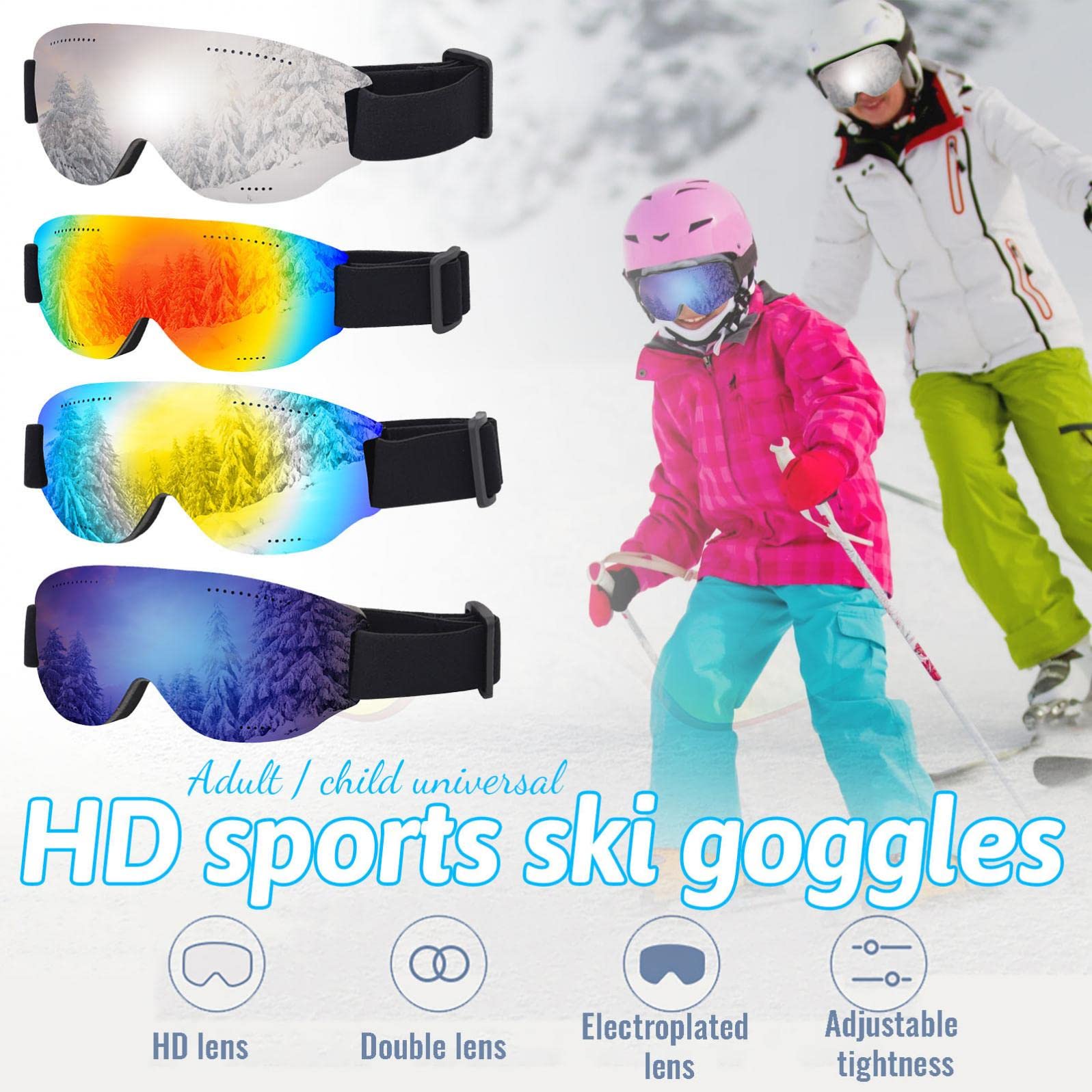 OSTF Ski Goggles Snow Sport Goggles, OTG Snowboard Goggles Anti Fog Snow Goggles for Women Men Youth UV Protection