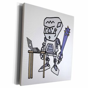 3drose museum grade canvas wrap - funny cute robot troll trolling social media cartoon funny