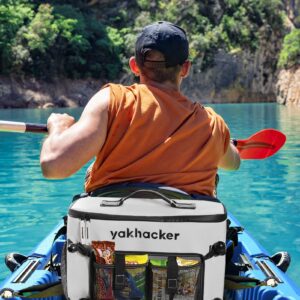 Yakhacker Kayak Cooler, Waterproof Seat Back Cooler with Lawn-Chair Style Seats, Kayak Accessories Bag, Portable Ice Chest Cooler for Kayaking, Travel, Lunch, Beaches &Trips (Silver)