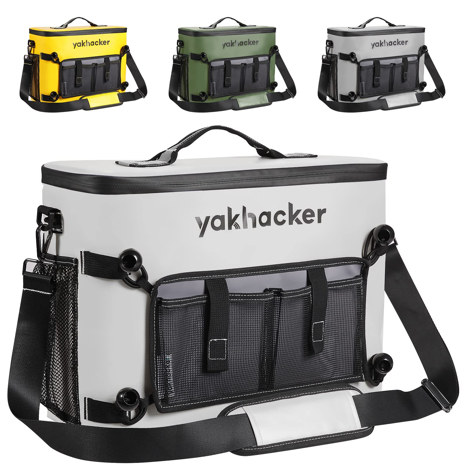 Yakhacker Kayak Cooler, Waterproof Seat Back Cooler with Lawn-Chair Style Seats, Kayak Accessories Bag, Portable Ice Chest Cooler for Kayaking, Travel, Lunch, Beaches &Trips (Silver)