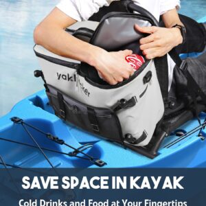 Yakhacker Kayak Cooler, Waterproof Seat Back Cooler with Lawn-Chair Style Seats, Kayak Accessories Bag, Portable Ice Chest Cooler for Kayaking, Travel, Lunch, Beaches &Trips (Silver)