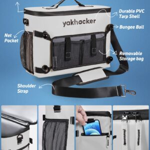 Yakhacker Kayak Cooler, Waterproof Seat Back Cooler with Lawn-Chair Style Seats, Kayak Accessories Bag, Portable Ice Chest Cooler for Kayaking, Travel, Lunch, Beaches &Trips (Silver)