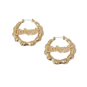 Large Babygirl Bamboo Joint Hoop Earrings - Hollow Out Hoops with 80s 90s Fashion Style for Party-bvaby gold