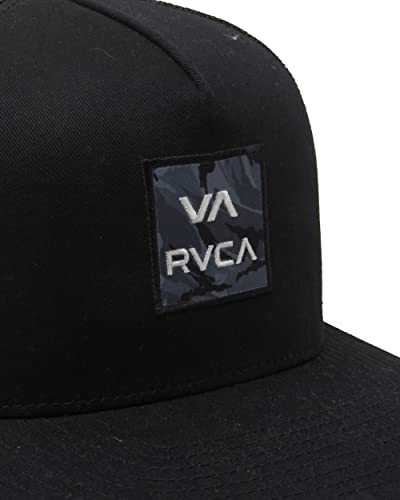 RVCA Men's Adjustable Snapback Hat, Trucker/Printed Black, One Size