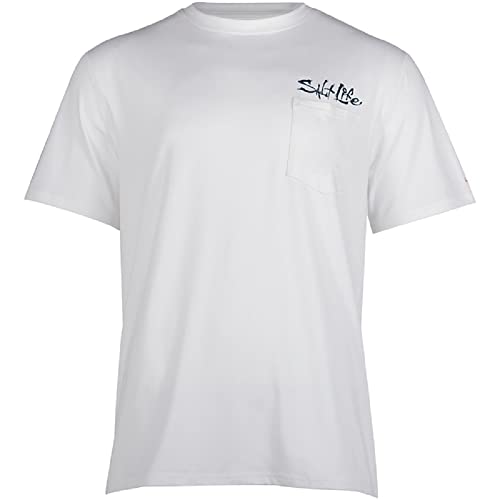 Salt Life Marlin Fade Performance Short Sleeve Classic Fit Shirt, White, X-Large