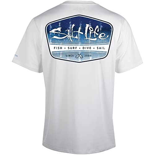 Salt Life Marlin Fade Performance Short Sleeve Classic Fit Shirt, White, X-Large