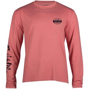 Salt Life Tight Lines Performance Long Sleeve Classic Fit Shirt, Burnt Coral Heather, Large