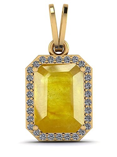 LMDPRAJAPATIS Natural Yellow Sapphire 7.50 Carat Original Pukhraj Pendant/locket 22k Gold Plated for Women's square shape