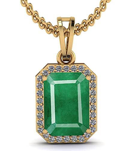 LMDPRAJAPATIS Lab Certified simuleted 10X15MM Zambian Emerald Panna Jwelery Pendant for 22k Gold Plated