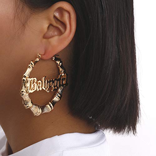 Large Babygirl Bamboo Joint Hoop Earrings - Hollow Out Hoops with 80s 90s Fashion Style for Party-bvaby gold