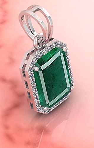 LMDPRAJAPATIS Natural Lab Certified original 7.50 Carat Colombian Emerald Panna Jwelery beautiful Pendant for 925 Sterling Silver Gift Her Everywear pendant