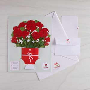 Lovepop Red Rose Valentine’s Day Hummingbird Bundle, 5" x 7" - Pop Up Card & 1 Paper Flower Bouquet 10 X 7.5 Inches- 3D Greeting Card, Valentine's Day Card, Anniversary Card