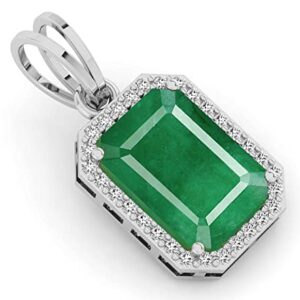 LMDPRAJAPATIS Natural Lab Certified original 7.50 Carat Colombian Emerald Panna Jwelery beautiful Pendant for 925 Sterling Silver Gift Her Everywear pendant