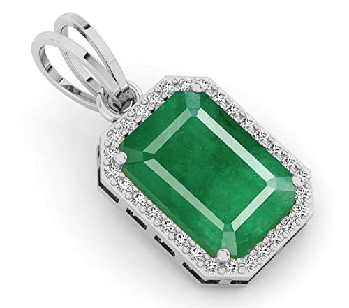 LMDPRAJAPATIS Original 10X15MM Zambian Emerald Panna Jwelery Pendant for 925 Sterling Silver with Stemp Gifted Pendant