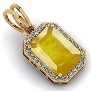 LMDPRAJAPATIS Natural Yellow Sapphire 7.50 Carat Original Pukhraj Pendant/locket 22k Gold Plated for Women's square shape