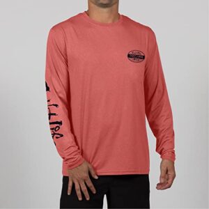 Salt Life Tight Lines Performance Long Sleeve Classic Fit Shirt, Burnt Coral Heather, Large