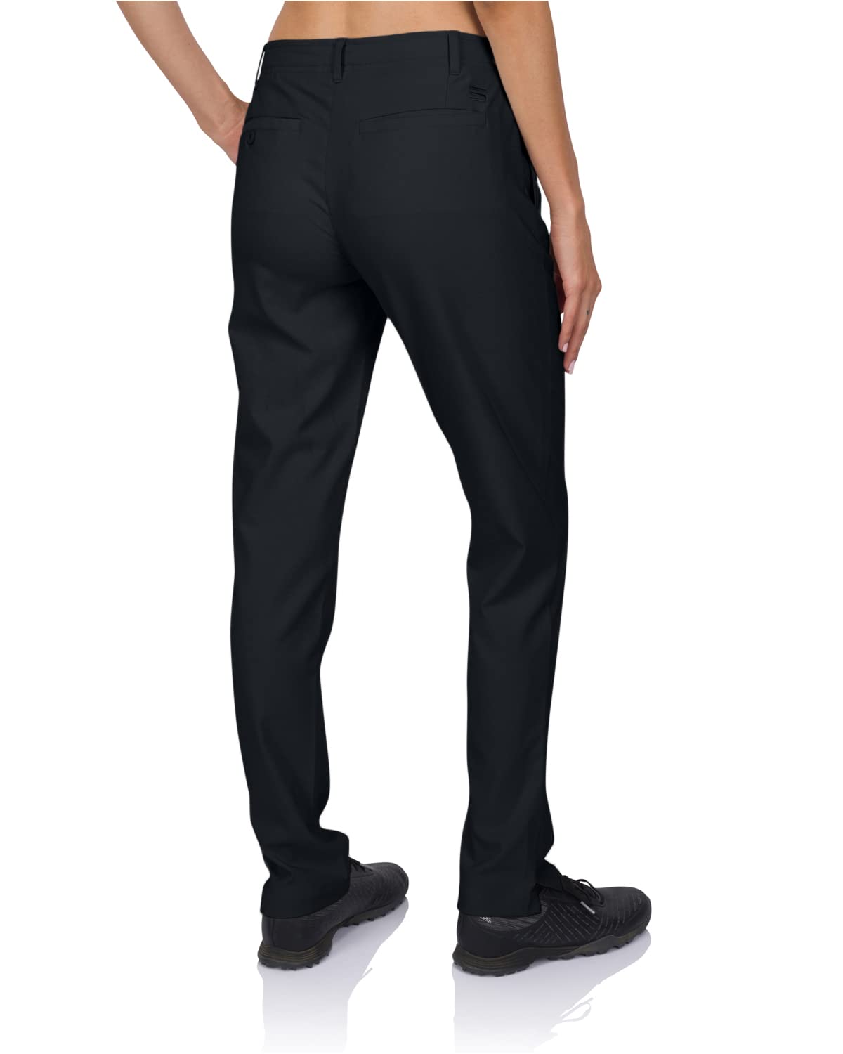 Three Sixty Six Women’s Quick Dry Golf Pants 30 Inch Inseam - Lightweight 4-Way Stretch, Moisture Wicking, Anti-Odor, UPF 50+ Jet Black