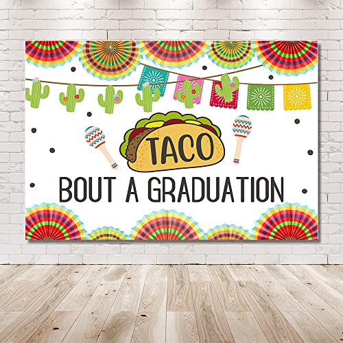 MEHOFOND 7x5ft Mexican Fiesta Taco Bout a Graduation Class of 2022 Backdrop Banner Prom Congrats Grad Party Supplies Cactus Decor Photoshoot Studio Props Background