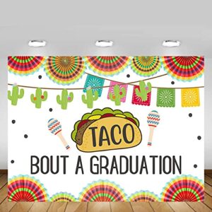 MEHOFOND 7x5ft Mexican Fiesta Taco Bout a Graduation Class of 2022 Backdrop Banner Prom Congrats Grad Party Supplies Cactus Decor Photoshoot Studio Props Background