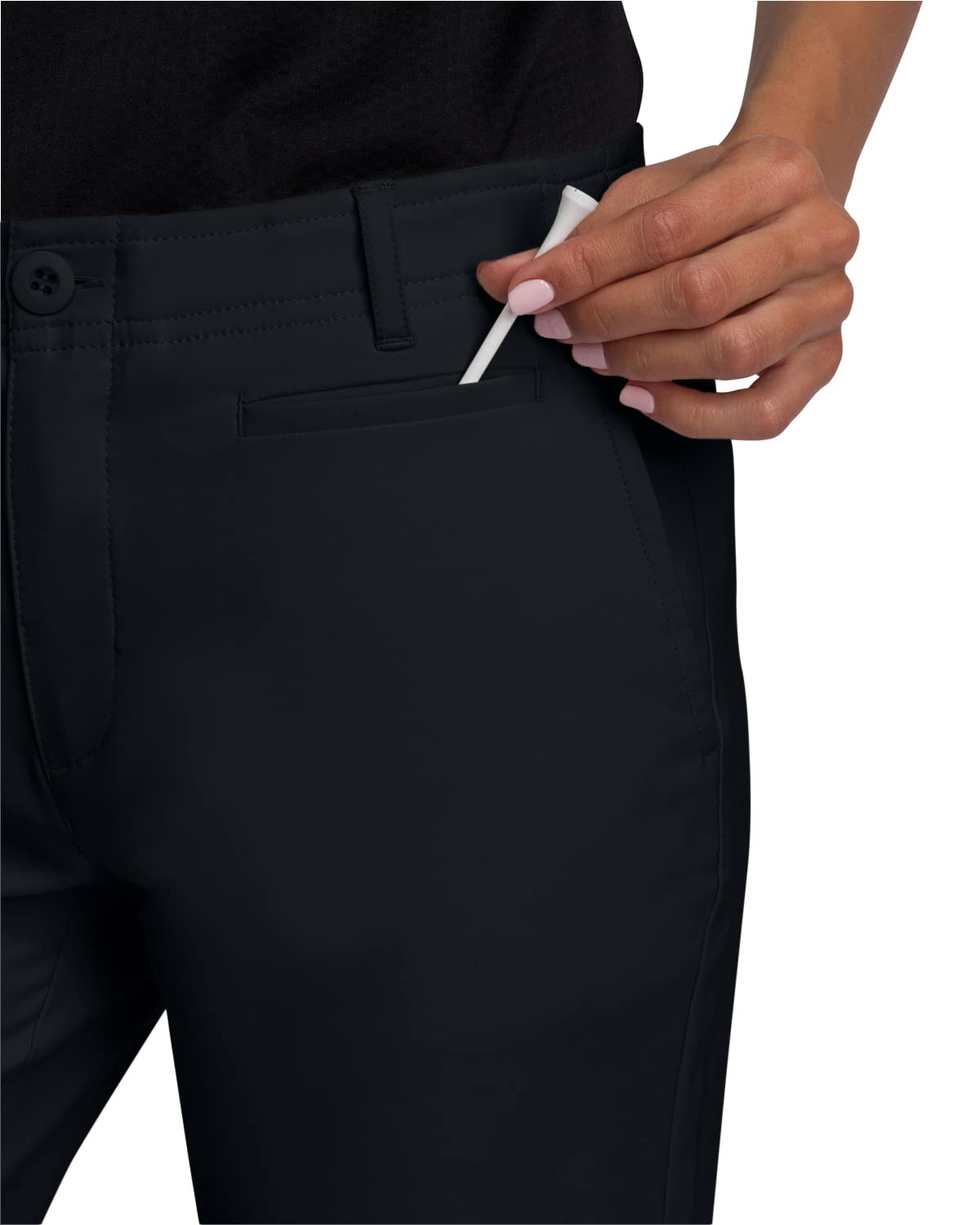 Three Sixty Six Women’s Quick Dry Golf Pants 30 Inch Inseam - Lightweight 4-Way Stretch, Moisture Wicking, Anti-Odor, UPF 50+ Jet Black