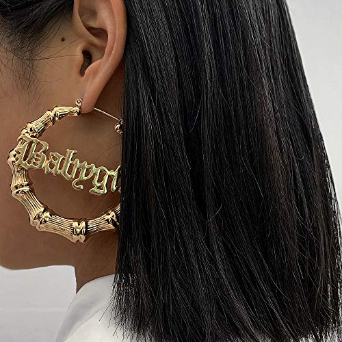 Large Babygirl Bamboo Joint Hoop Earrings - Hollow Out Hoops with 80s 90s Fashion Style for Party-bvaby gold