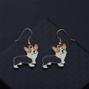 DIYANMMY Cute cartoon alloy Corgi Dog Drop Dangle Earrings On Charm Animal Jewelry Corgi Gift For Pet Lover Corgi Mom Puppy Mom (Dog earrings)