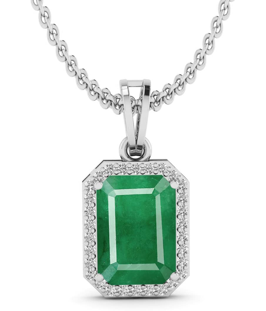 LMDPRAJAPATIS Natural Lab Certified original 7.50 Carat Colombian Emerald Panna Jwelery beautiful Pendant for 925 Sterling Silver Gift Her Everywear pendant