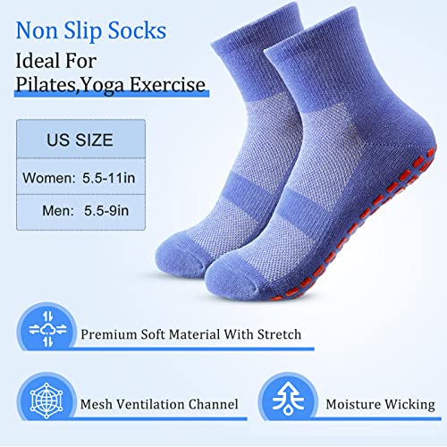 Geyoga 10 Pairs Non Slip Yoga Socks Anti Skid Sticky Grippers Socks Hospital Slipper Socks for Men Women Pilates Ballet Barre (Classic Colors)