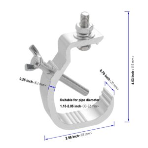 KOHAND 8 Pack Stage Light Clamp Hook, Aluminum Alloy Truss C-Clamp, Heavy Duty Stage Lights Truss Clamp for DJ Lighting Par Lights Spot Lights, Fit for 1.18-2 Inch OD Tube/Pipe, Silver