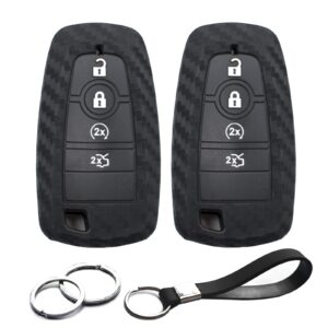 infipar 2pcs compatible with ford mustang edge expedition explorer f-150 lightning ranger bronco escape maverick transit connect fusion carbon fiber looks key fob cover case key chain protector holder