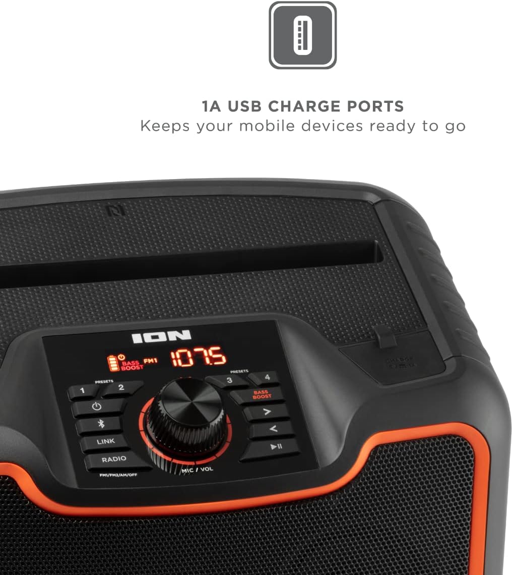 Ion Sport XL - High-Power All-Weather Rechargeable Bluetooth and NFC Enabled Speaker - MK3 (Renewed)