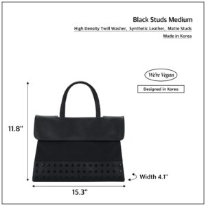 KWANI Black Studs Ladies Women's Tote Bag Shoulder Bag for Travel Daily Bags (Medium)