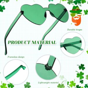 TOODOO 10 Pairs Heart Shaped Sunglasses Rainbow Sunglasses Candy Color Rimless Glasses for Women Girl Party Favor(Green)