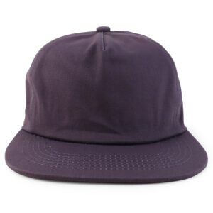 Trendy Apparel Shop Plain Unstructured 5 Panel Flat Bill Snapback Baseball Cap - Dark Grey