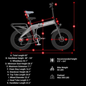 Snapcycle S1 Electric Bike Foldable for Adults, 750W Ebike, 48V 15Ah Samsung Removable Battery, 20" x 4.0 Fat Tire Electric Bicycle, Shimano 7-Speed and Dual Shock Absorber for Adults