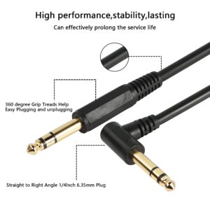 CERRXIAN 1/4 Inch Guitar Instrument Cable, Right Angle 6.35mm Male TRS to 6.35mm Male TRS Stereo Audio Cable for Bass,Keyboard,Mixer,Amp,Electric Guitar (0.5m, Black)