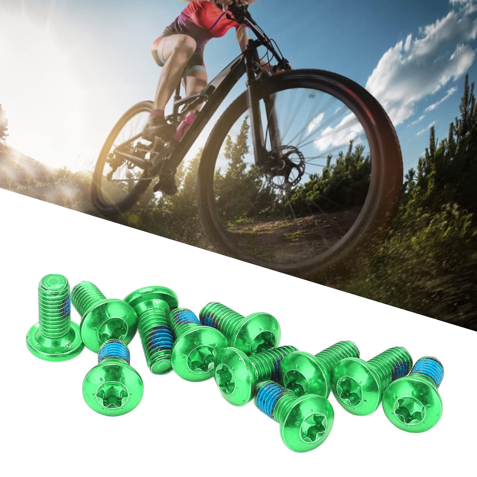 M5x10mm Bolts, Alloy Steel Bike Brake Disc Screw 12pcs for Mountain Bikes for Road (green)