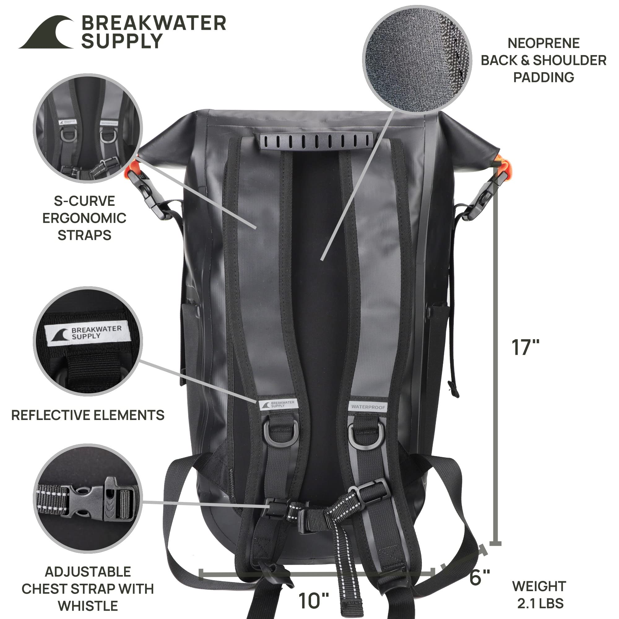 Breakwater Supply 25L Meanhigh Dry Bag Waterproof Backpack and Waterproof Survival First Aid Kit Bundle