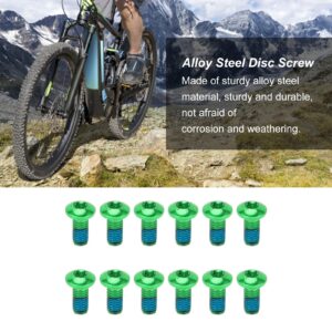 M5x10mm Bolts, Alloy Steel Bike Brake Disc Screw 12pcs for Mountain Bikes for Road (green)