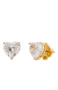 kate spade new york my love heart studs, clear/gold, one size