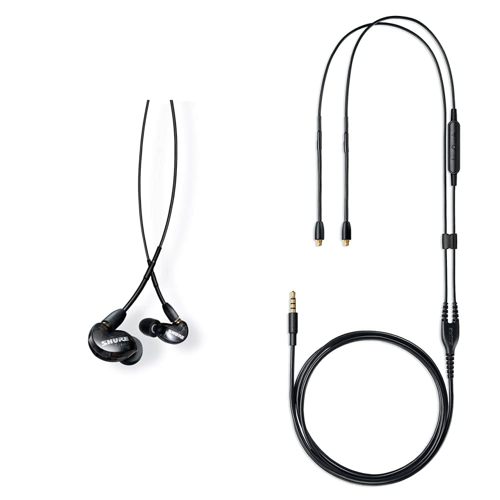 Shure SE215 PRO Wired Earbuds, Black (SE215-K) & RMCE-UNI Universal Communication Cable for Detachable SE Sound Isolating Earphones