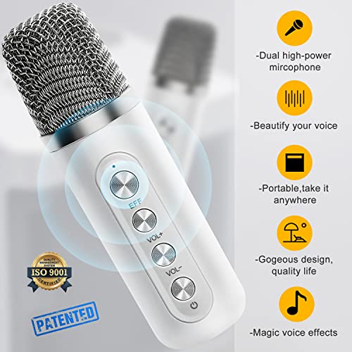 FULLIFE Karaoke Machine for Adults/Kids, 3000mAh Portable Bluetooth Karaoke Speaker with 2 Wireless Microphones, HD Sound PA System with Echo and Vocal Cut, Supports TF/USB, AUX-in, for Home Parties