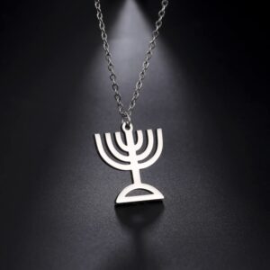 LIKGREAT Menorah Necklace Chanukah Necklace for Women Menorah Pendant Necklace Jewish Necklace for Women Hanukkah Jewelry