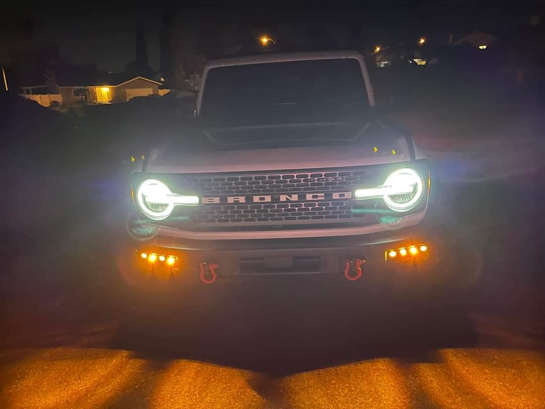 M&R Automotive LED Lights with Mounts and Hardware,Ultra-Bright 2021+ FORD BRONCO LED M&R MODULAR BUMPER FOG LIGHT KIT,Easy Install LED Light in 16000 LumenWhite and dual function AMBER DRL,BroncoTOP