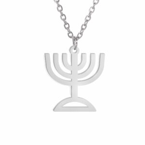 LIKGREAT Menorah Necklace Chanukah Necklace for Women Menorah Pendant Necklace Jewish Necklace for Women Hanukkah Jewelry